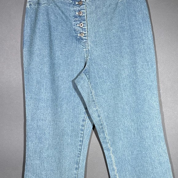 I.E. Relaxed Button‎ Fly Capri/Jeans Floral Stencil Hem Front/Back/Waist Size 8 - Picture 5 of 16